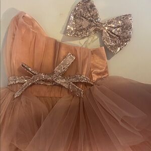 Elegant Peach Kids Formal Dress with Bow